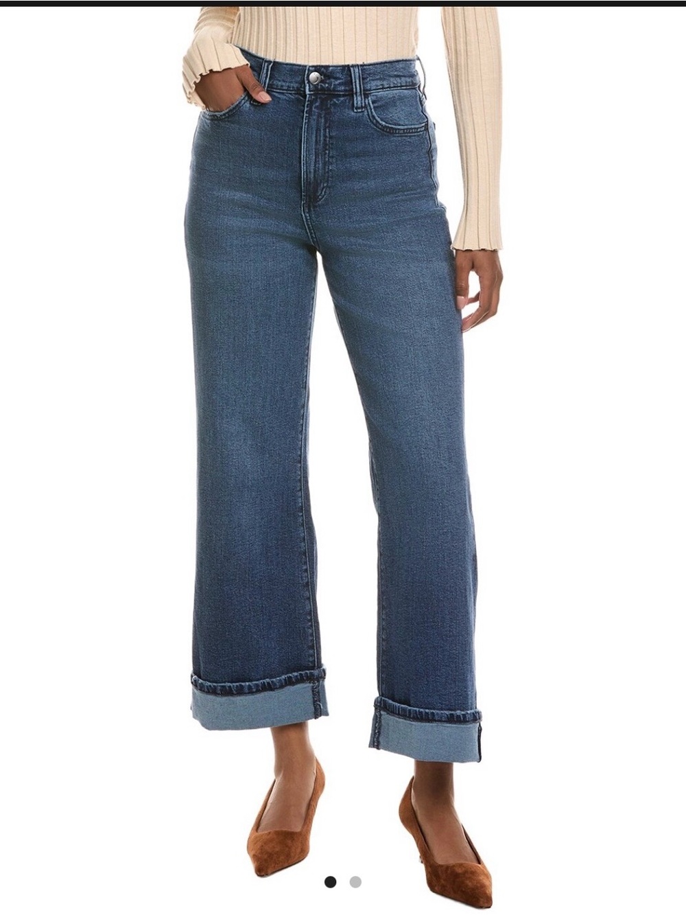 Joe's Jeans Mid-Blue High-Rise Wide-Leg Crop Jeans